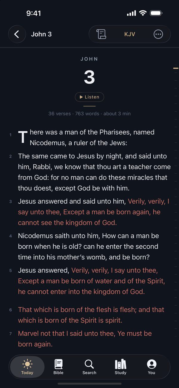 Truth's reader open at John 3 in the King James Version